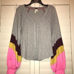 Never Worn: Fp Long Sleeve Top with Puffy Sleeves